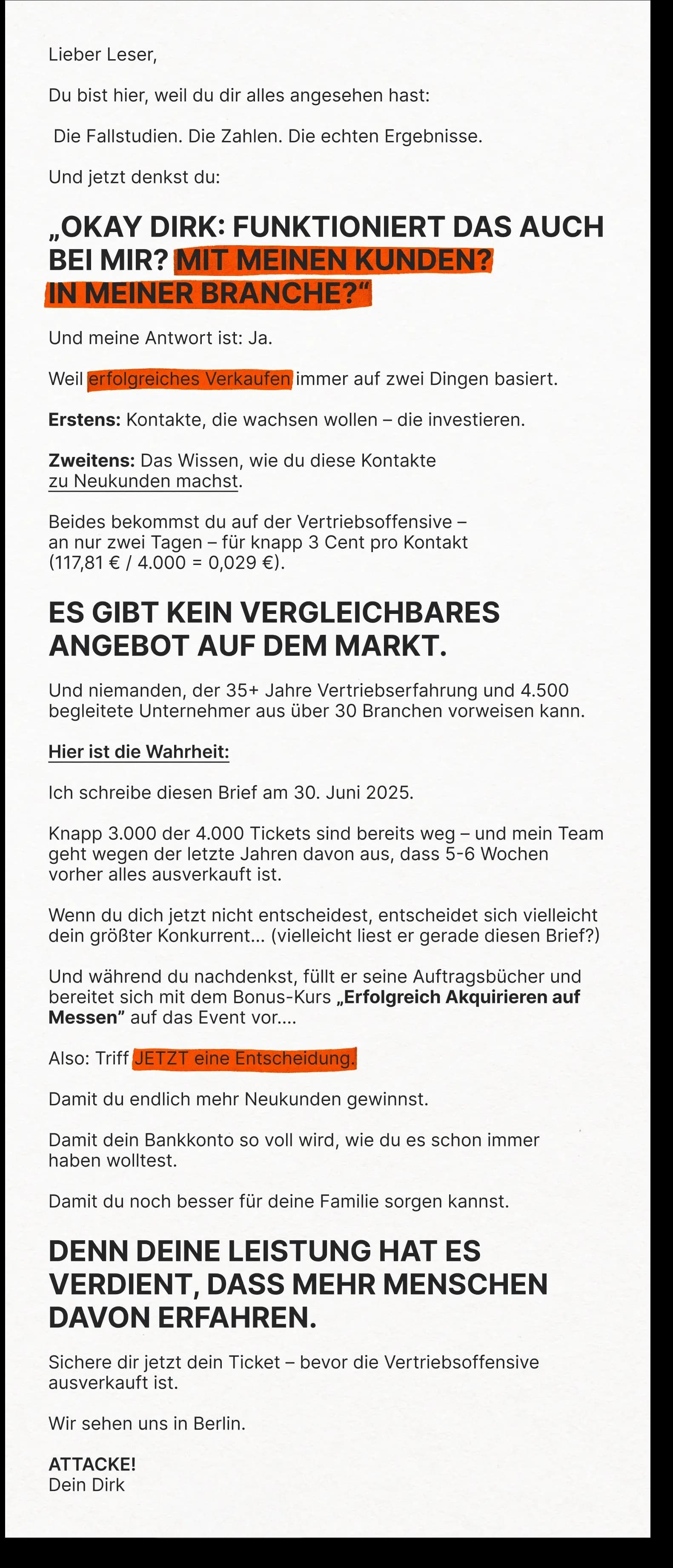 Brief von Dirk Kreuter