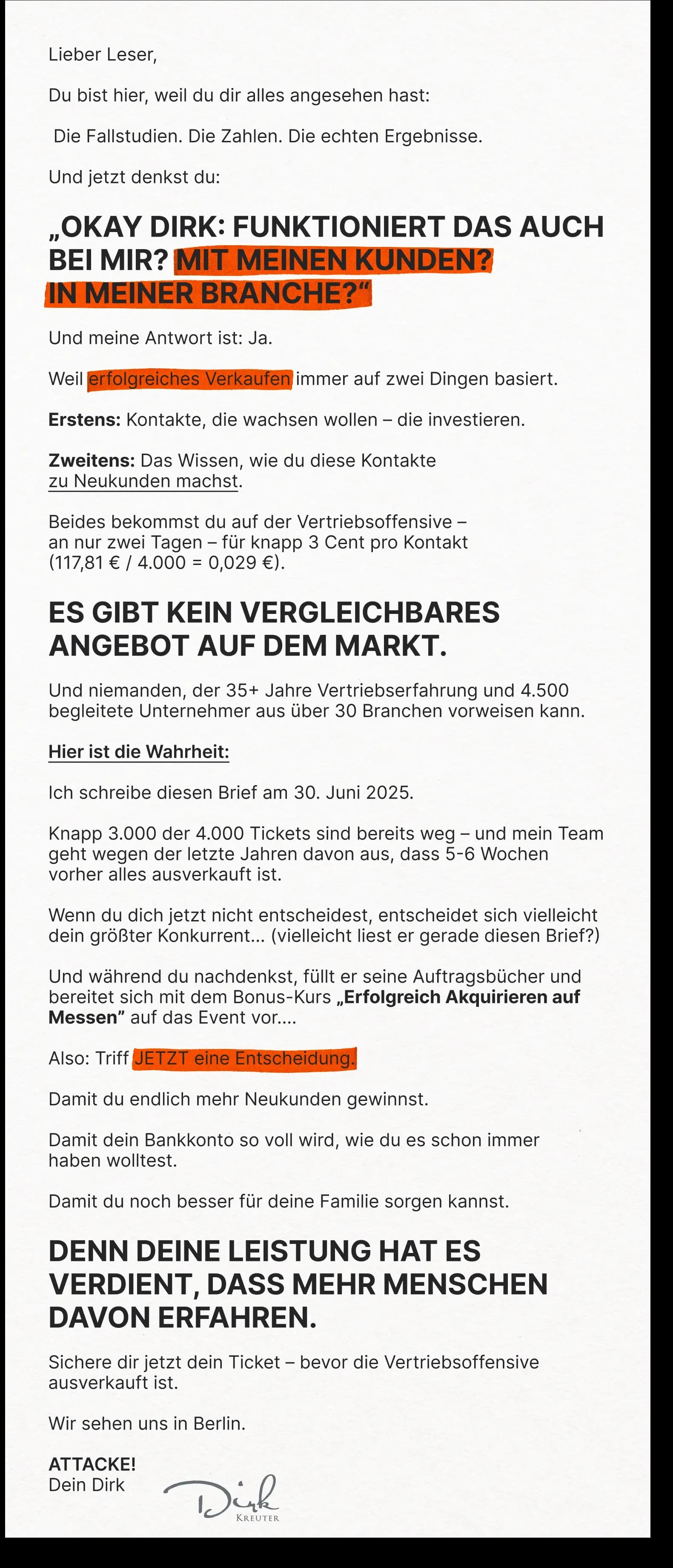 Brief von Dirk Kreuter